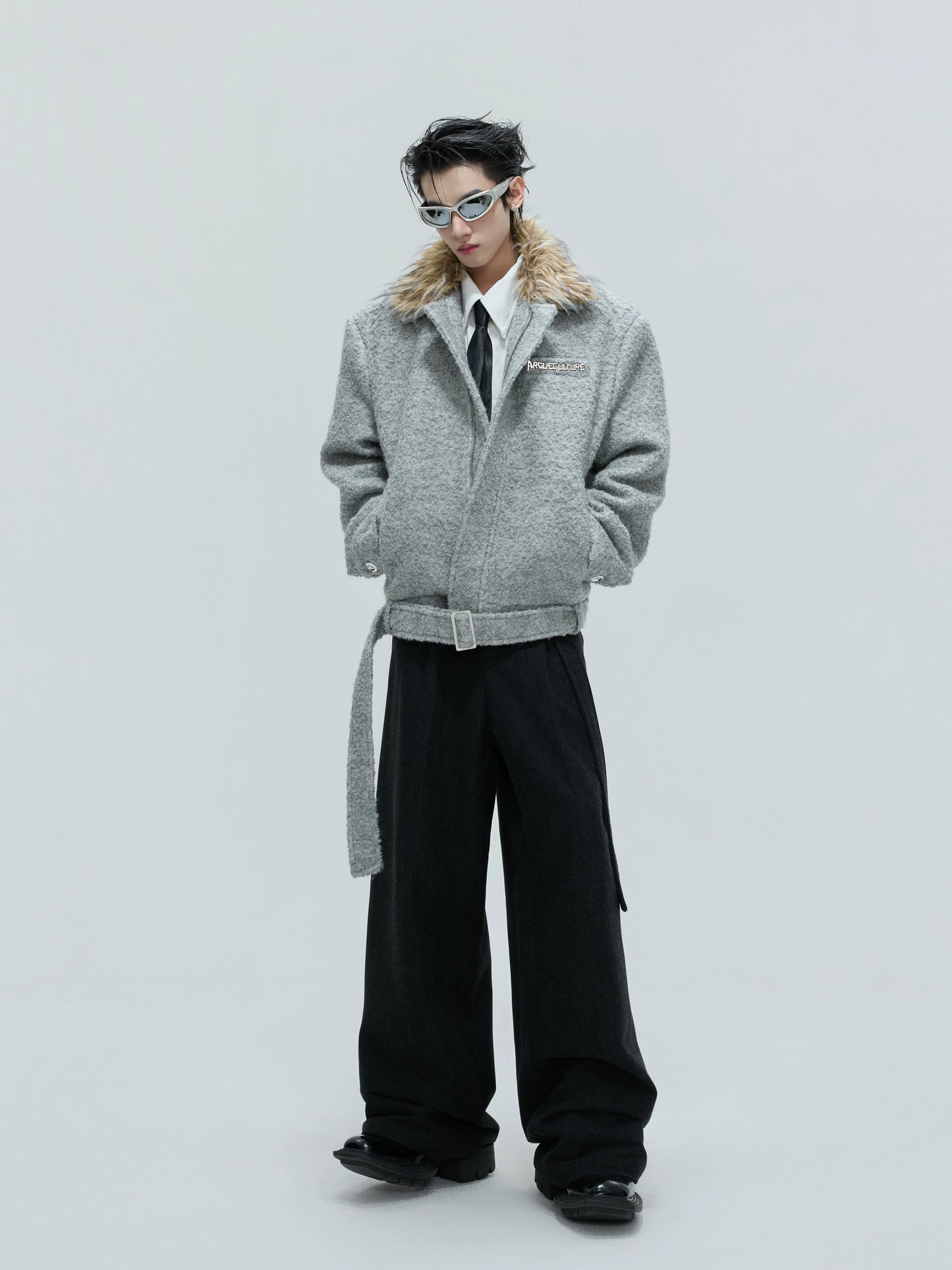 【25s Nov.】Faux Wolf Fur Collar Detachable Thick Warm Coat