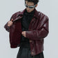 【25s Nov.】Ostrich Leather Aircraft Button Plush Leather Jacket