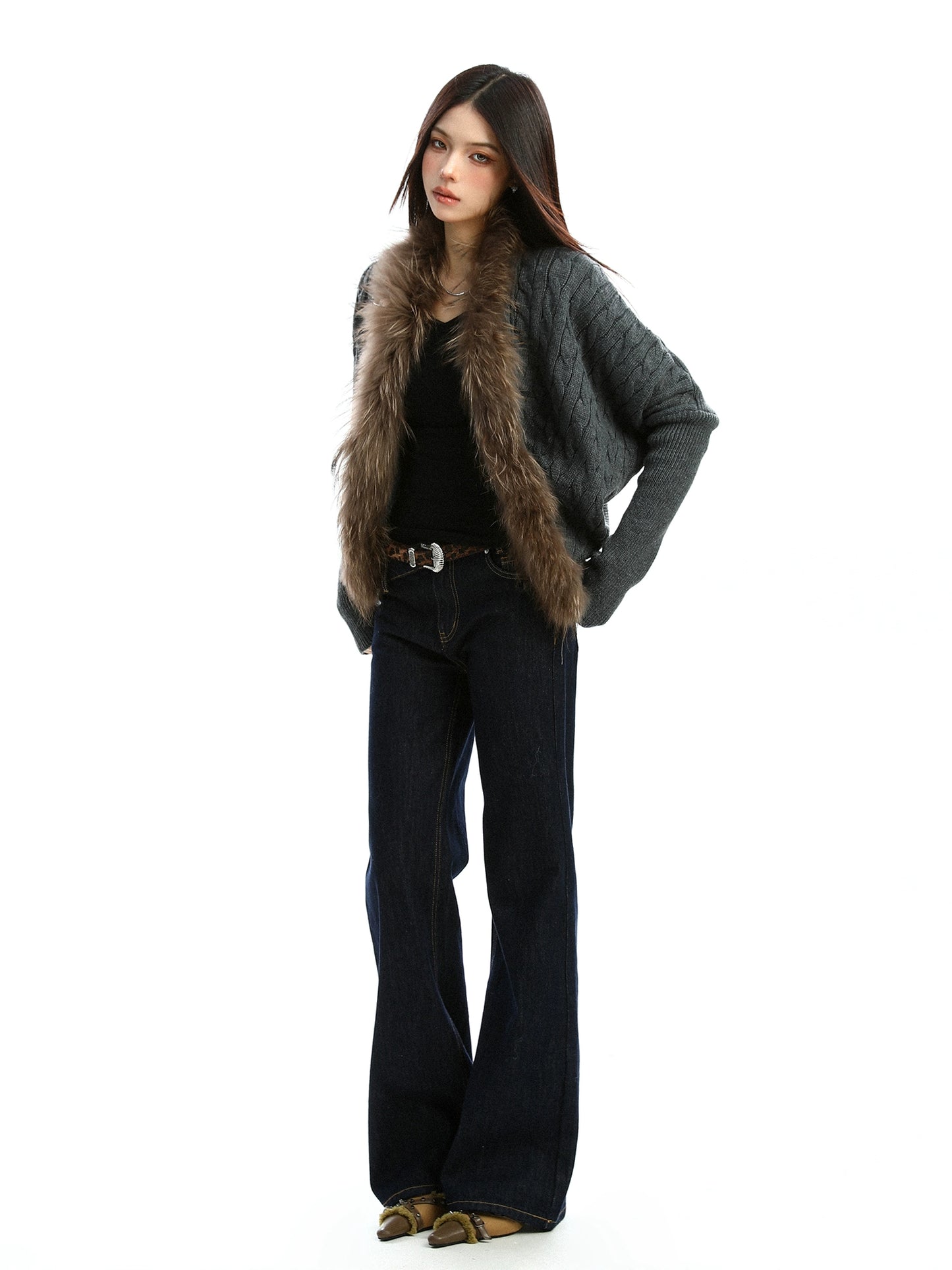 【25s Nov.】Cable Knit Collar Batwing Sleeve Sweater