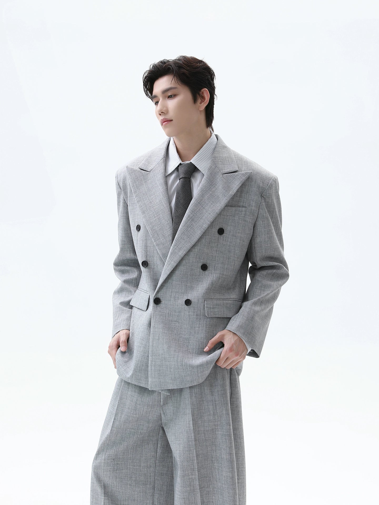 【25s Nov.】Retro V-neck Suit Jacket/Casual Pants