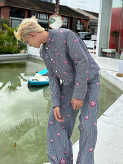 【25s Sep.】Striped Embroidery Short Jacket