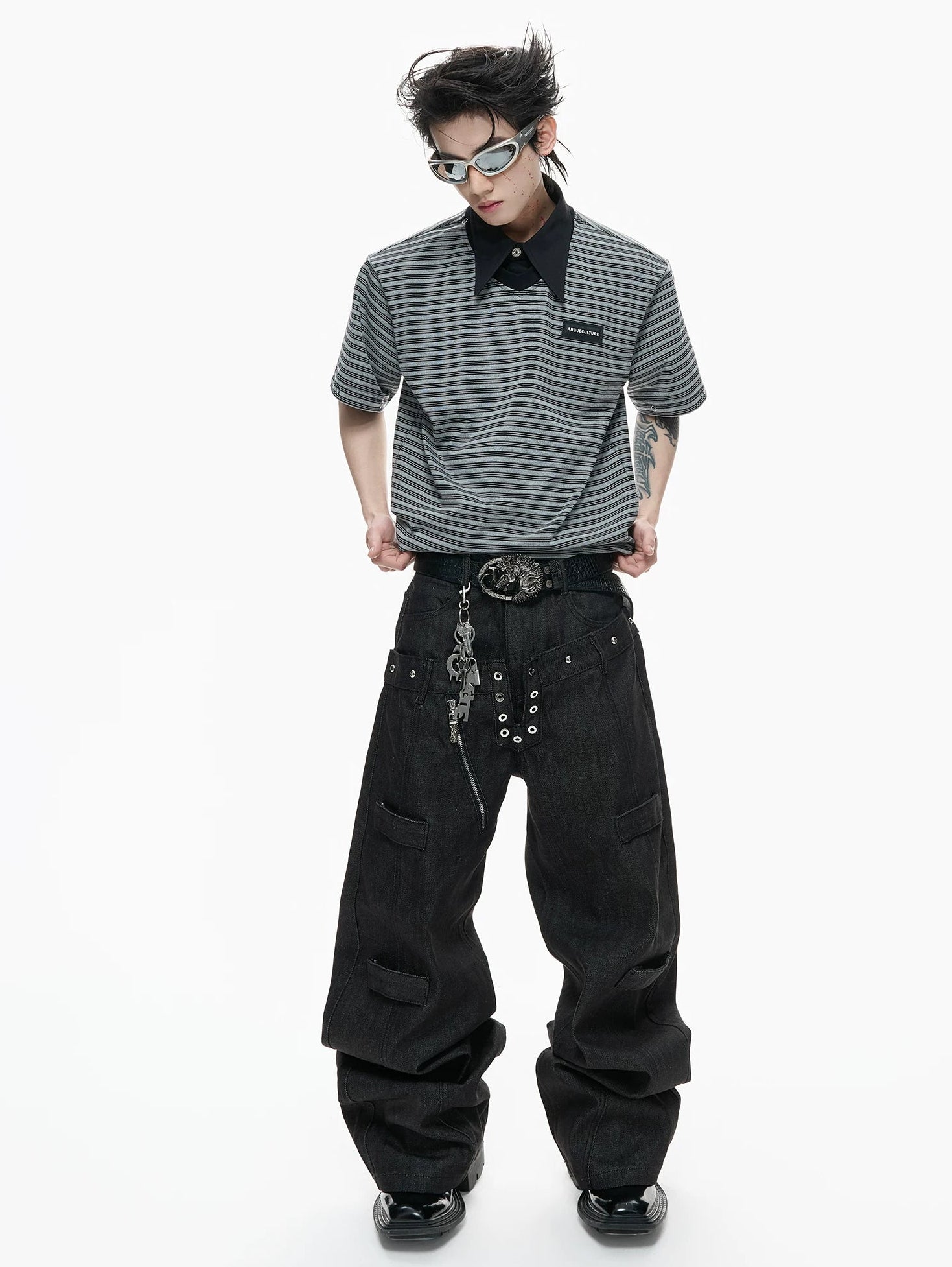 【26s Apr.】Contrast Stripe Convertible Layered Polo Shirt