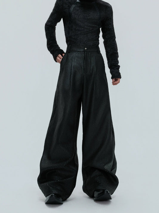 【25s Nov.】Waxed Distressed Leather Trousers