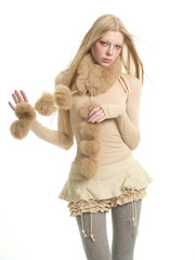 Faux Fox Fur Pom-pom Scarf