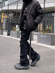 【25s Jul.】Tassel Raw Edge Ripped Bootcut Jeans