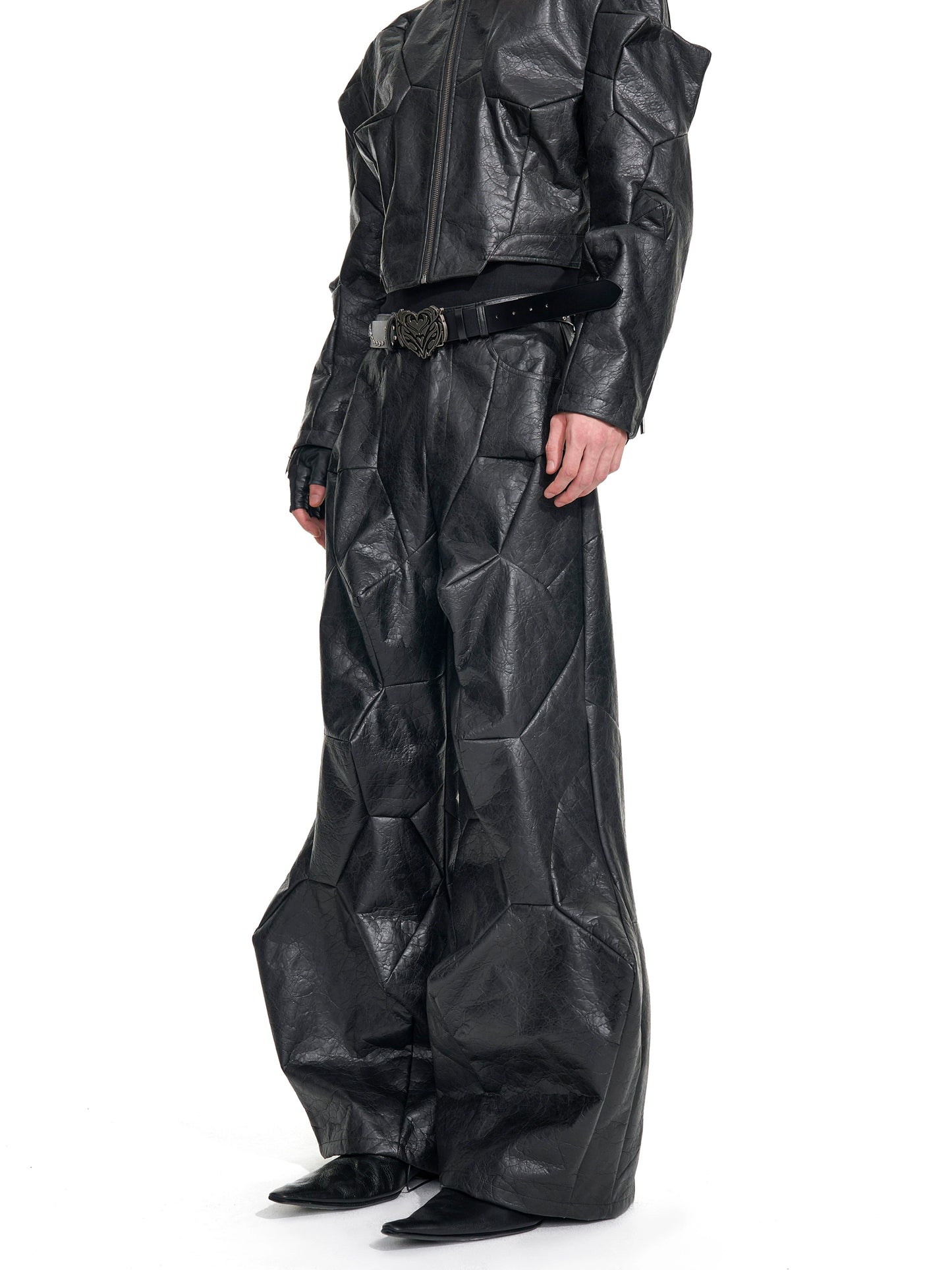【25s Sep.】Punk Style Deconstructed Patchwork PU Leather Pants