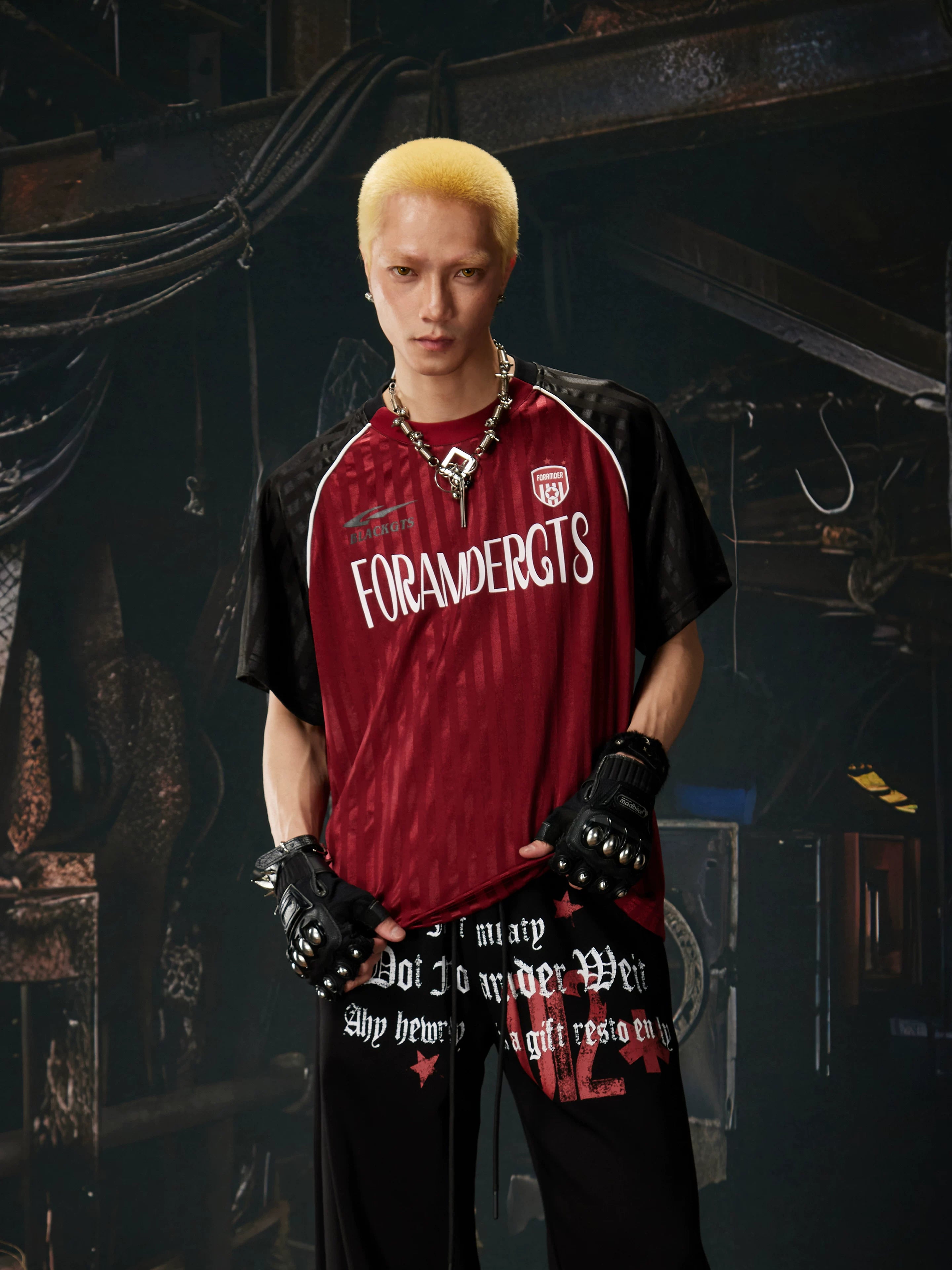 Red Black Contrast Jersey Tee