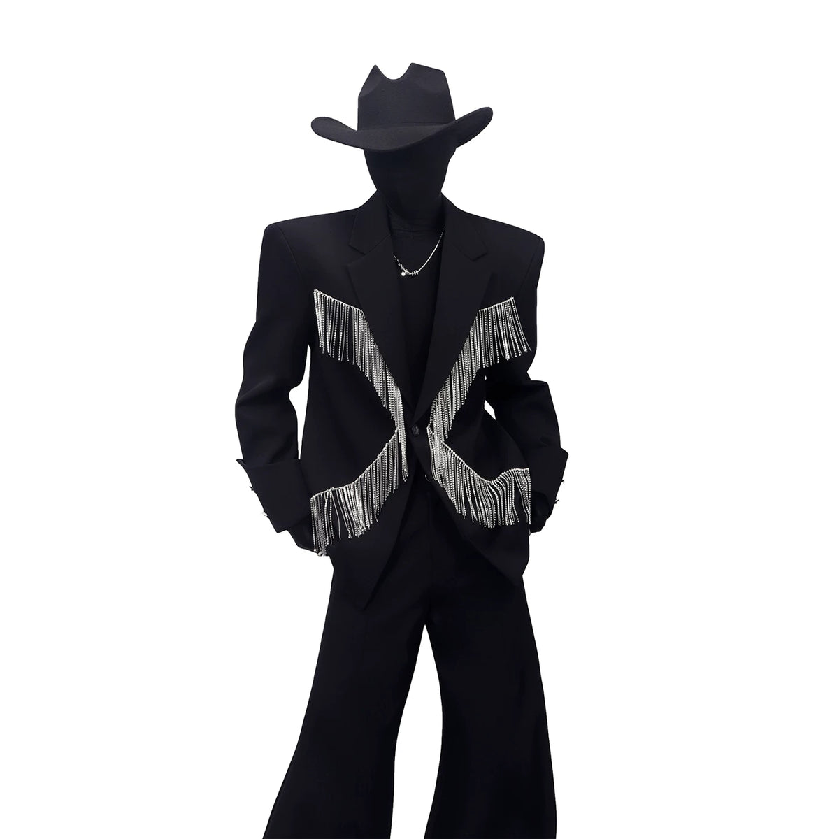 Rhinestone Fringe Stage Blazer
