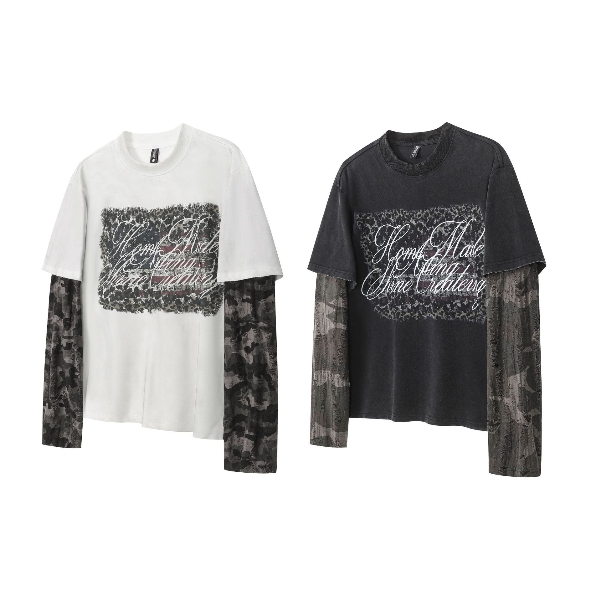 Layered Distressed Washed Long Sleeve Tee