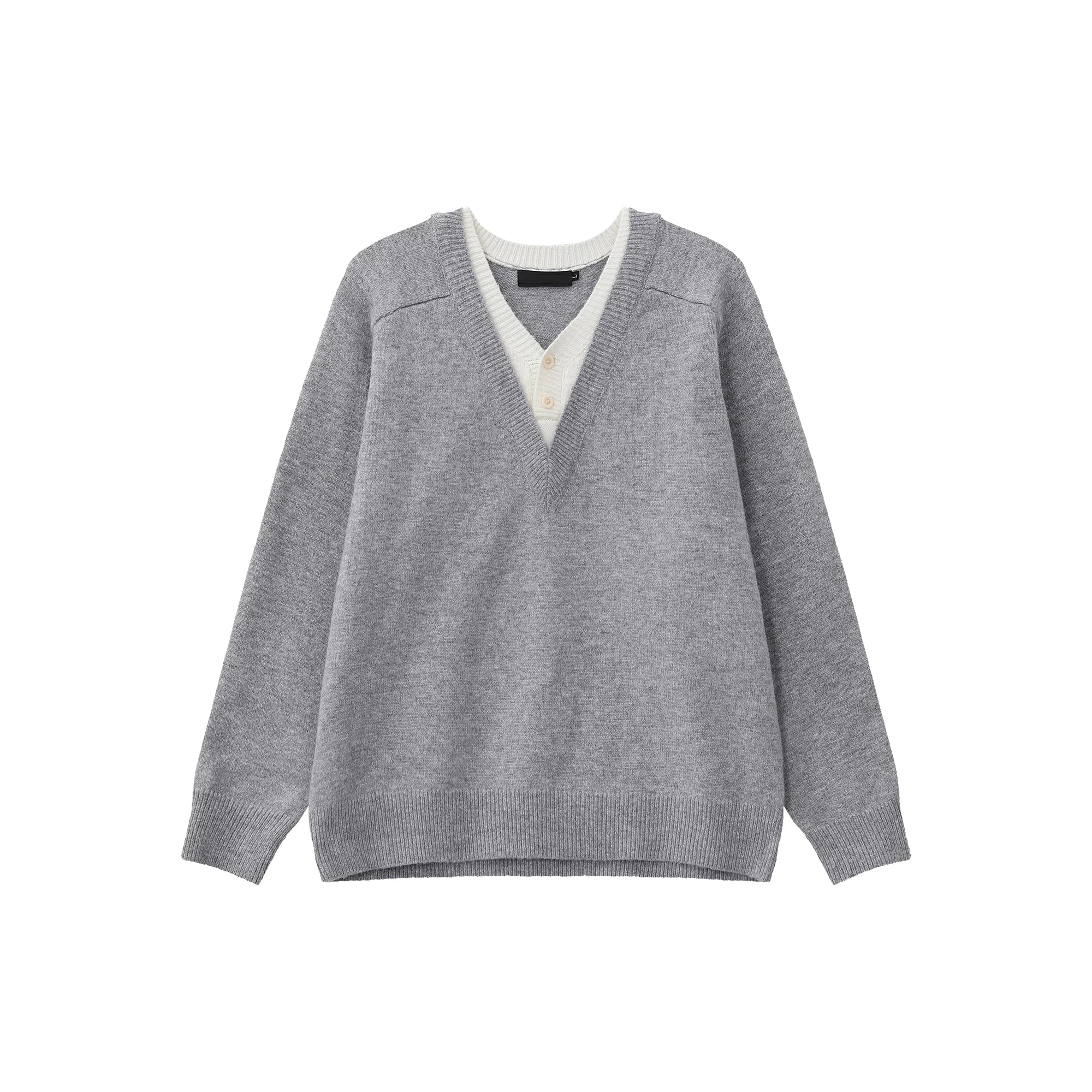 【26s Jan.】Clean-Fit Layered V-Neck Lambswool Knit Sweater