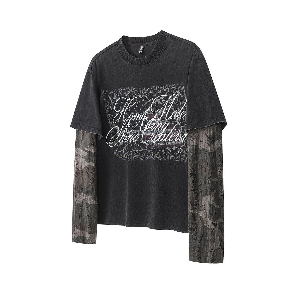 Layered Distressed Washed Long Sleeve Tee