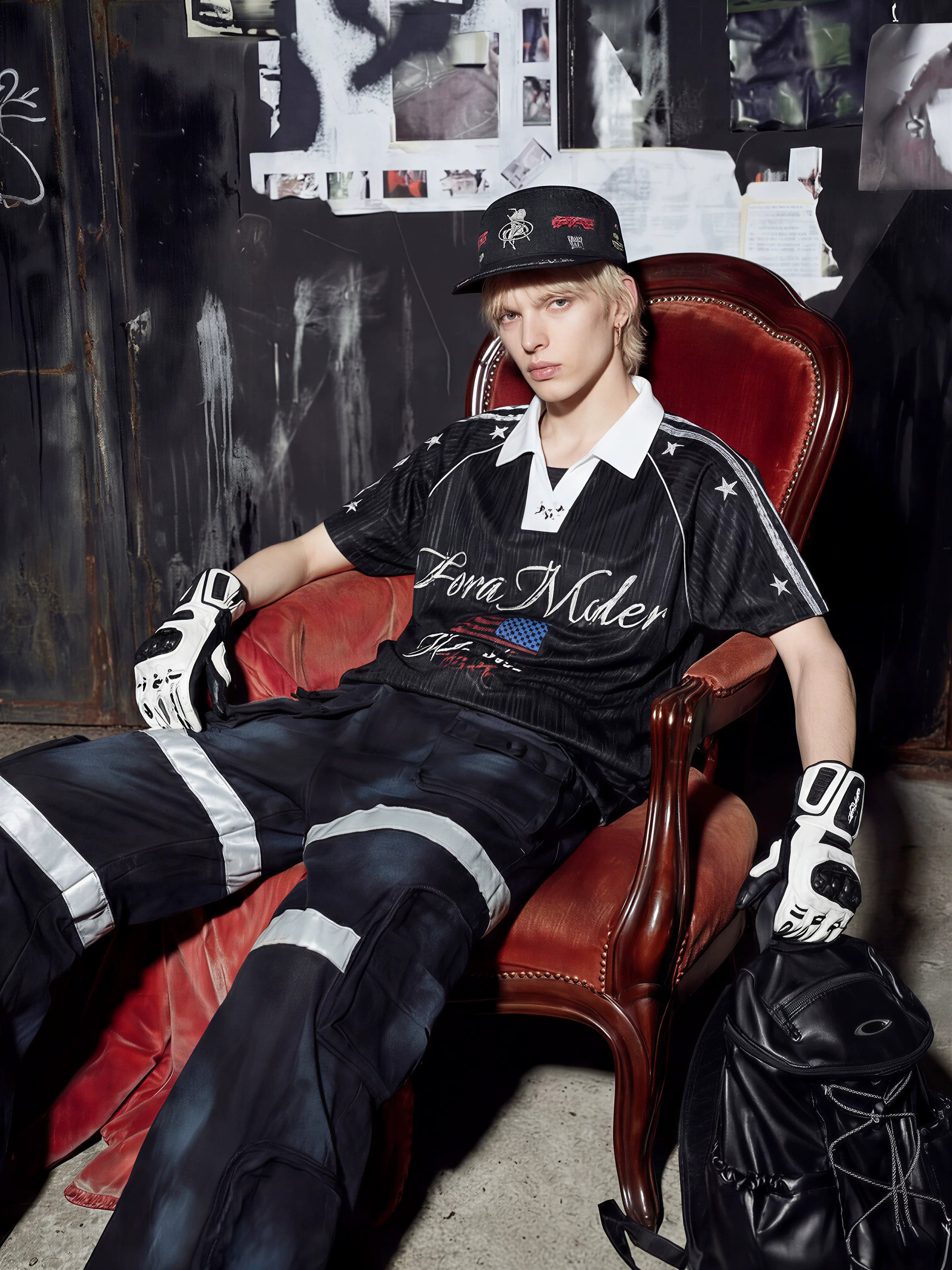 Black White Contrast Football Jersey Tee