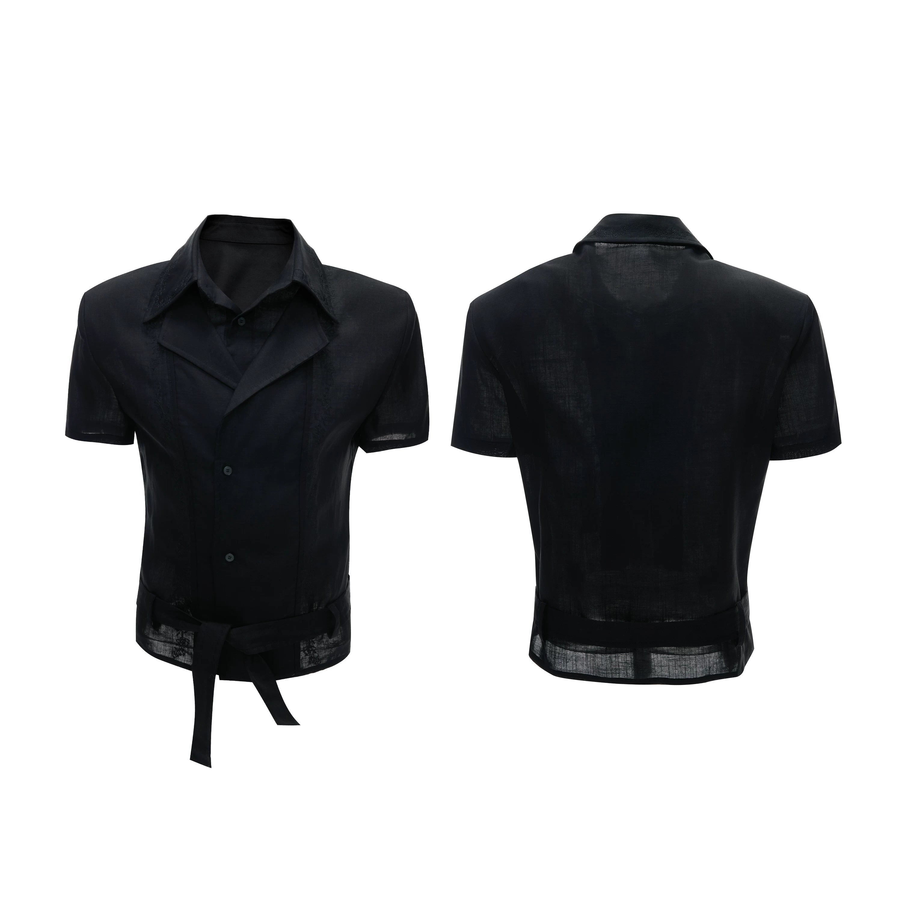 Layered Embroidered Linen Shirt