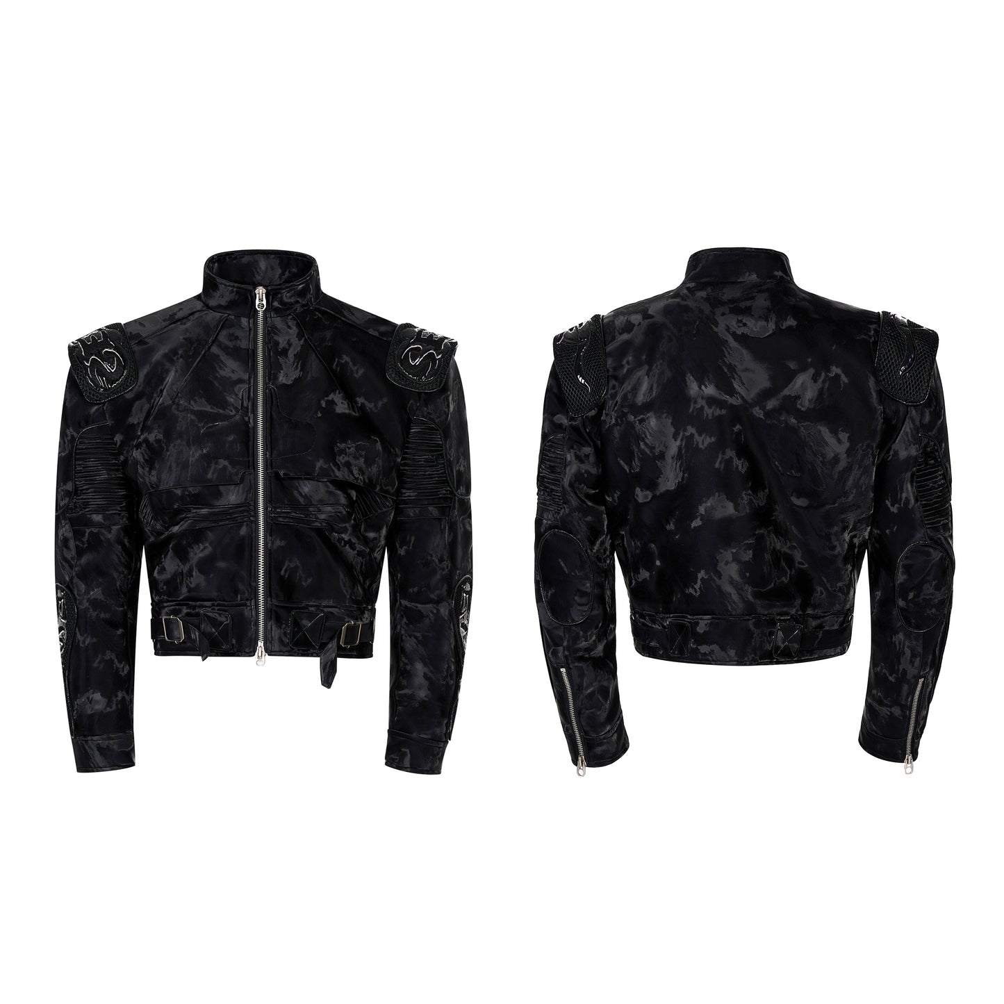 【25s Dec.】Cyberpunk Embroidered Motorcycle Leather Jacket