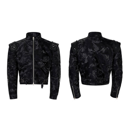 【25s Dec.】Cyberpunk Embroidered Motorcycle Leather Jacket