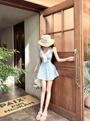 【25s Aug.】Sleeveless Knitted Dress with Waist Bow
