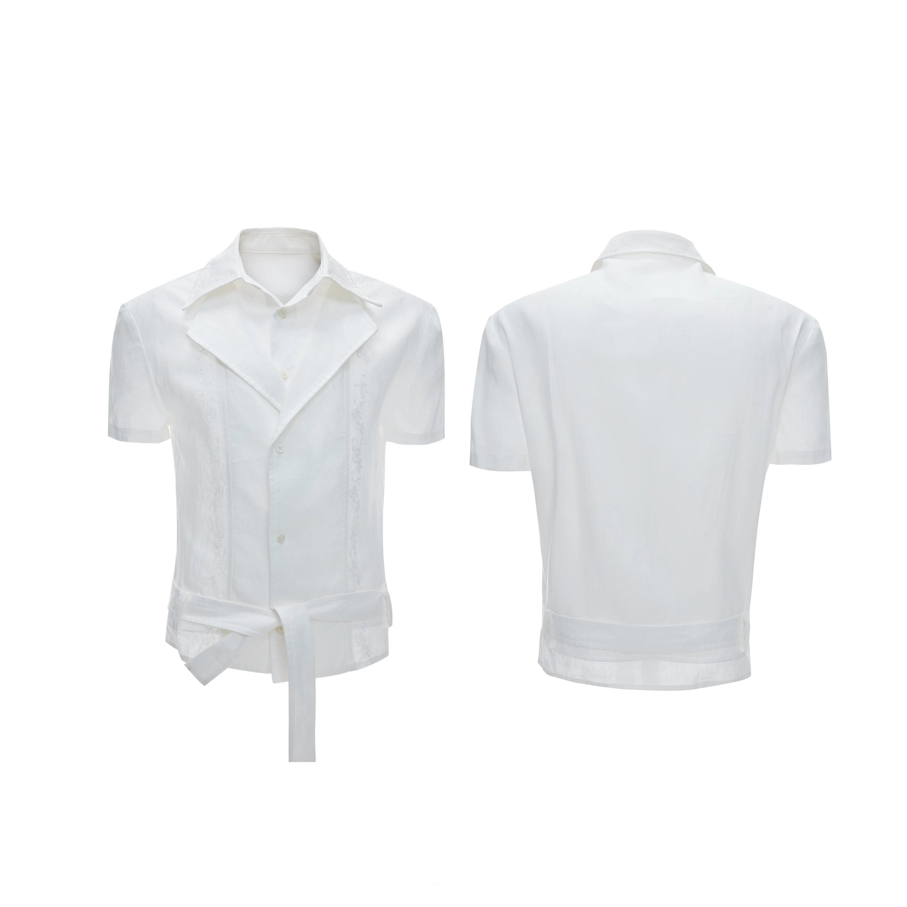 Layered Embroidered Linen Shirt