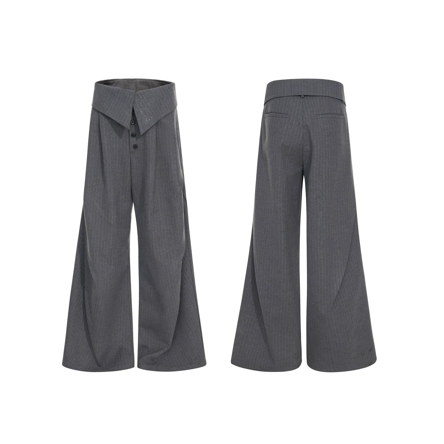【25s Oct.】Foldable Waistband Vertical Striped Trousers