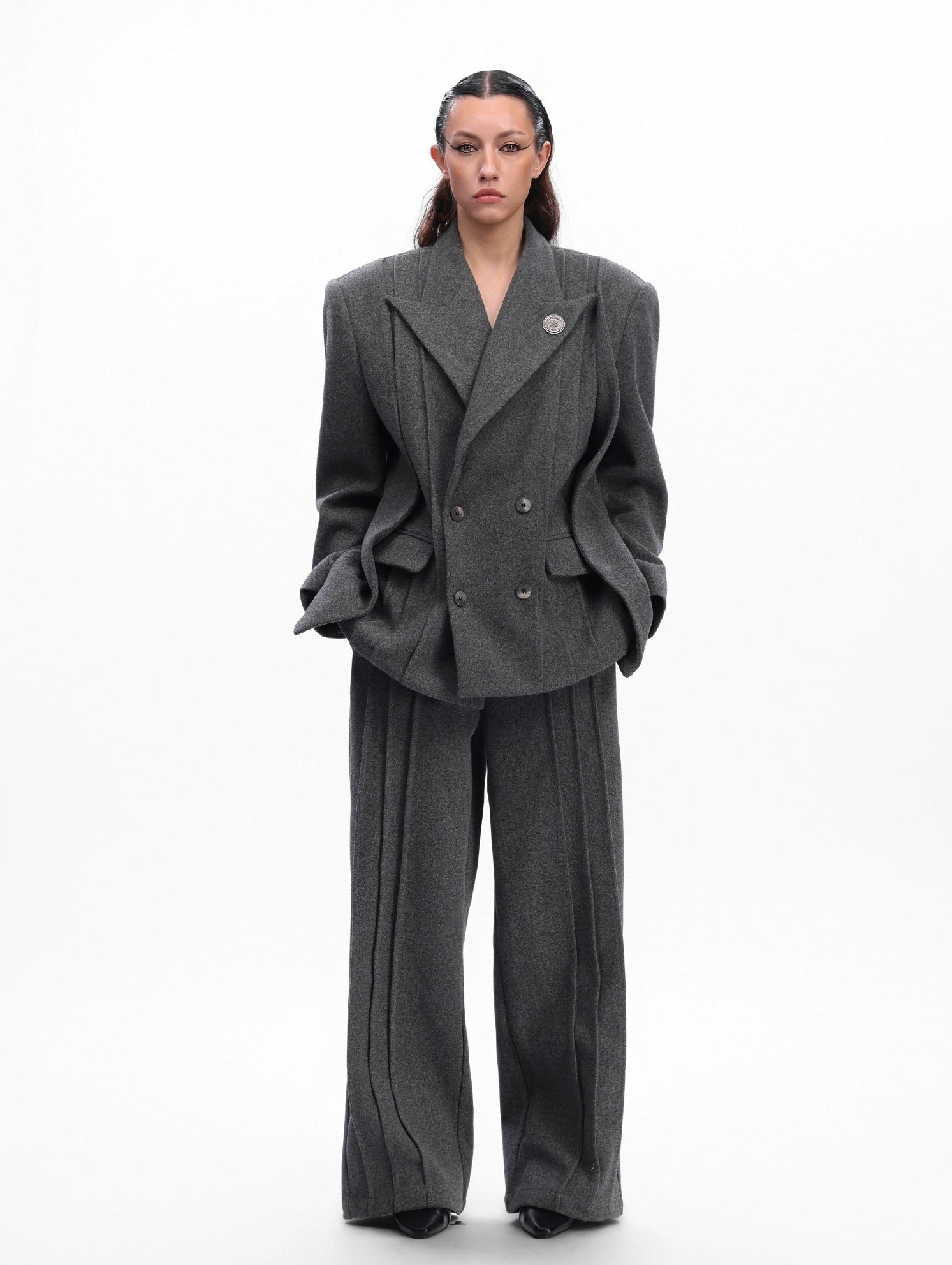 【25s Dec.】Haute Couture Tailored Wool Suit Jacket/ Trousers