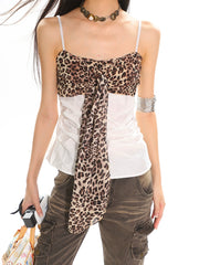 【25s Jun.】Leopard Tie-Strap Patch Cami Top