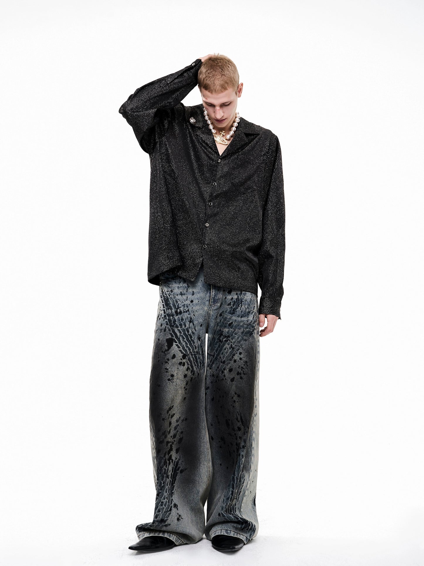 【25s Oct.】Luxury Diamond Metal Rose Long-sleeved Shirt