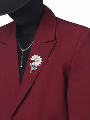 【26s May.】Metal Brooch Cropped Tailored Blazer + Pants