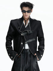 Asymmetric Stand Collar Cropped Jacket