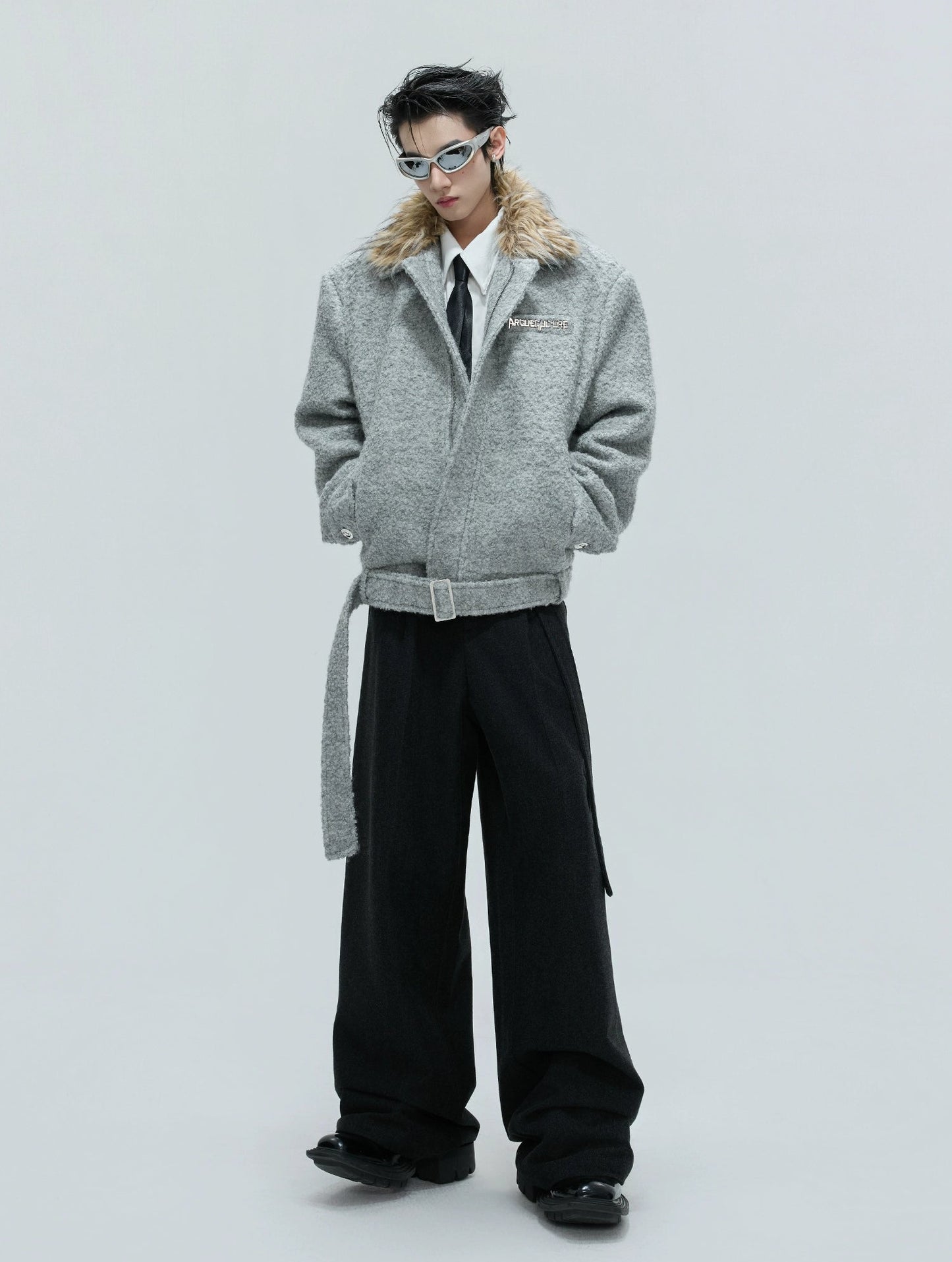 【25s Nov.】Faux Wolf Fur Collar Detachable Thick Warm Coat