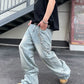 【25s Jun.】Vintage Vertical Stripe Distressed Jeans
