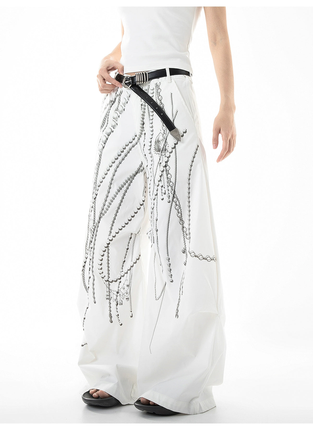 【25s Jul.】Vintage Pearl Printed Craft Pants
