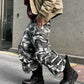 【25s Jan.】Camouflage Denim Patchwork Multi-pocket Cargo Trousers