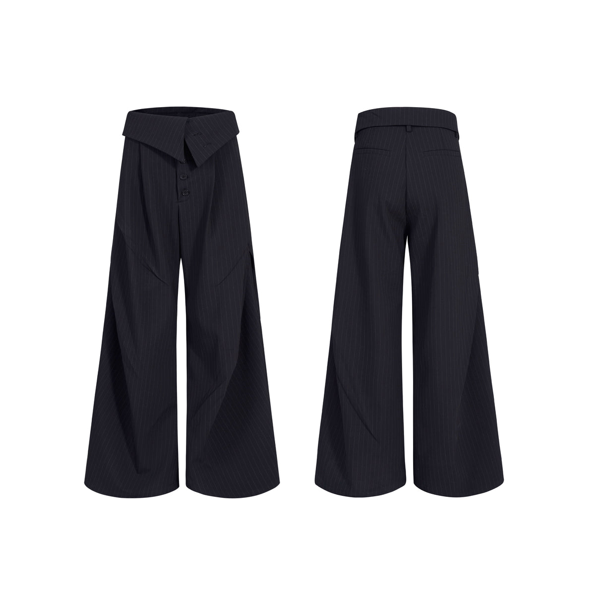 【25s Oct.】Foldable Waistband Vertical Striped Trousers