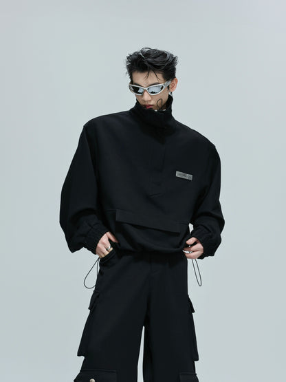 【25s Oct.】Casual Stand Collar Cropped Sweatshirt/Ribbon Pocket Pants