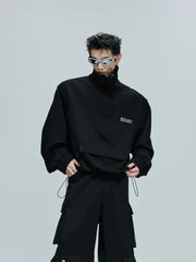 【25s Oct.】Casual Stand Collar Cropped Sweatshirt/Ribbon Pocket Pants