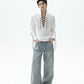 【25s Sep.】Deep V-neck Solid Color Tie-string Shirt