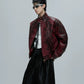 Python Textured Leather Fashion Jacket