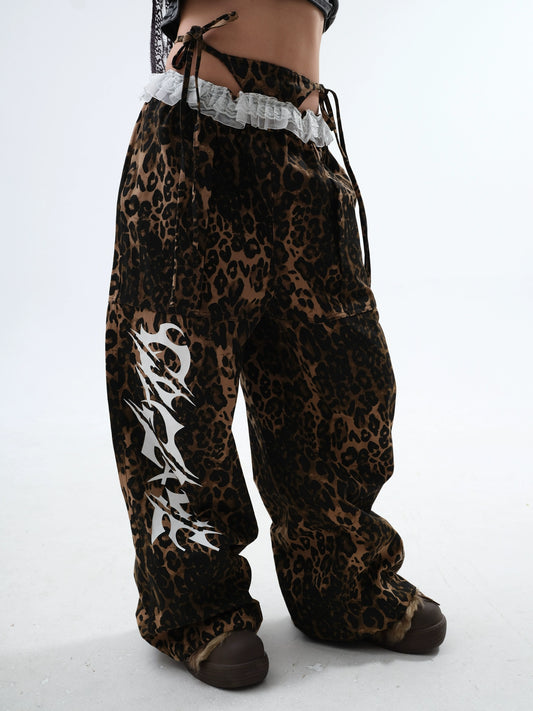 【25s Jul.】Fake Two-piece Lace Ruffled Patchwork Pants