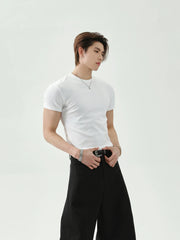 【25s Aug.】Solid Color Round Neck Slim Cleanfit T-shirt