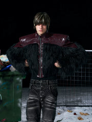 High-end Faux Fur Patchwork Leather Jacket