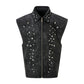 【25s Jun.】Vintage Sleeveless Diamond Zipper Vest
