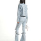 【25s Sep.】Vintage Structured Shoulder Slim Blue Denim Jacket