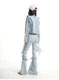 【25s Sep.】Light Blue Faded Flare Wide-Leg Jeans