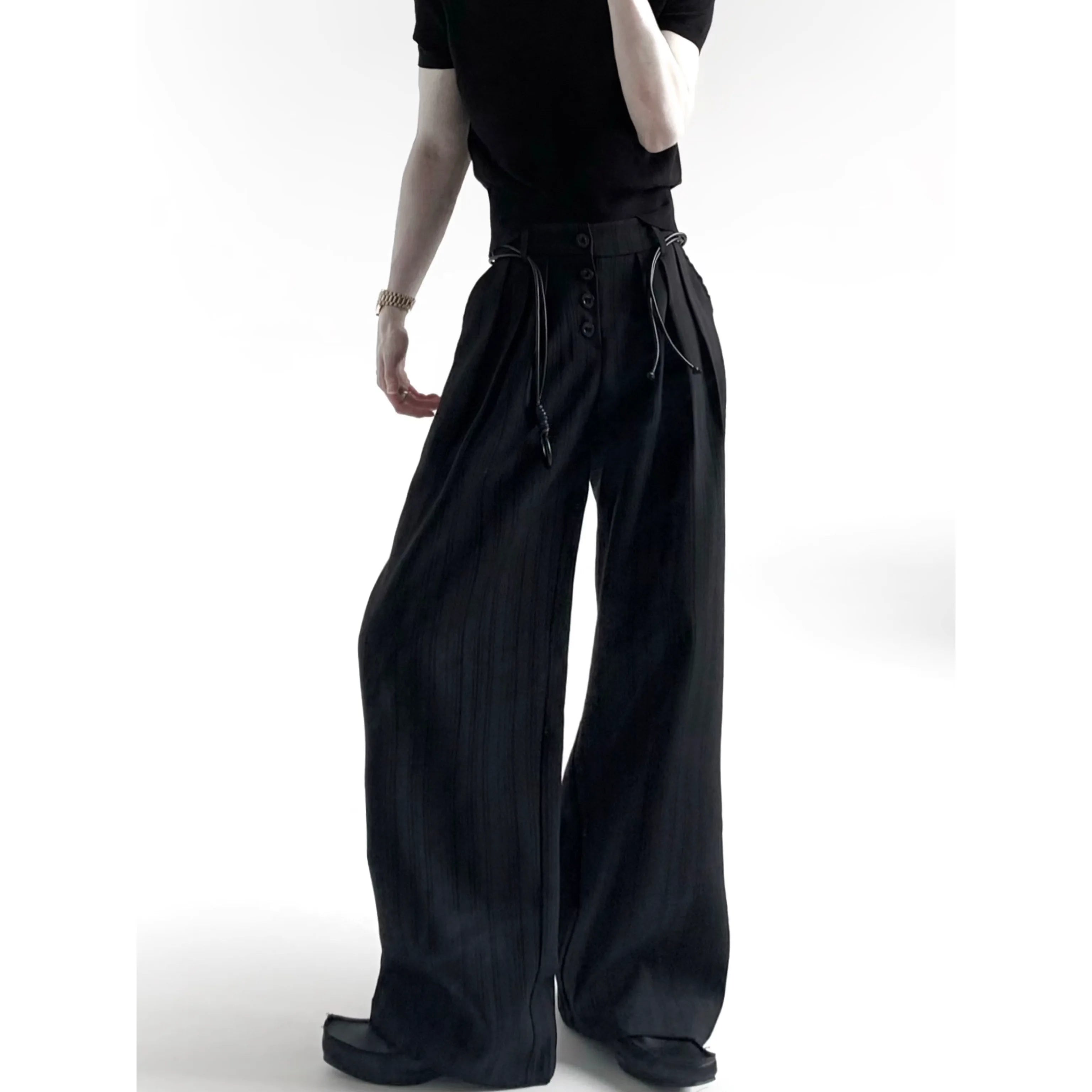 Old Money Striped Button Trousers