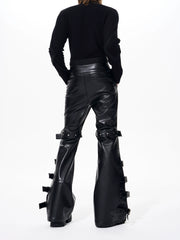 【26s Feb.】Strap Buckle Flared Leather Pants