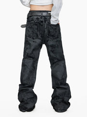 Hand-Waxed Stacked Flared Denim Jeans