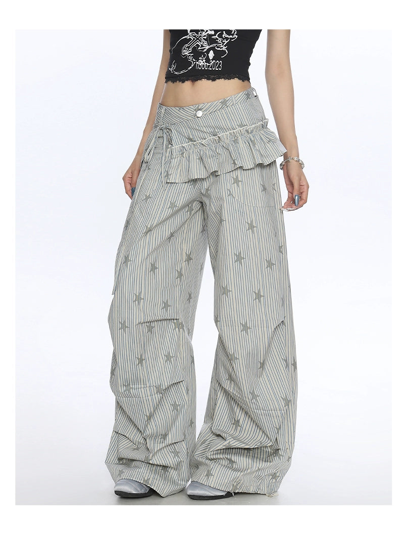 【25s Nov.】Striped Star Print Cargo Pants