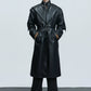 【25s Nov.】Deconstructed Stand-up Collar Copper Coin Button Leather Trench Coat