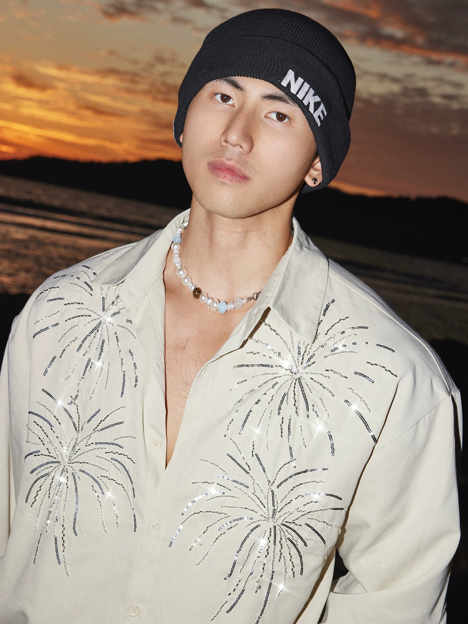 【26s Jan.】Beaded Firework Drawstring Long-Sleeve Shirt