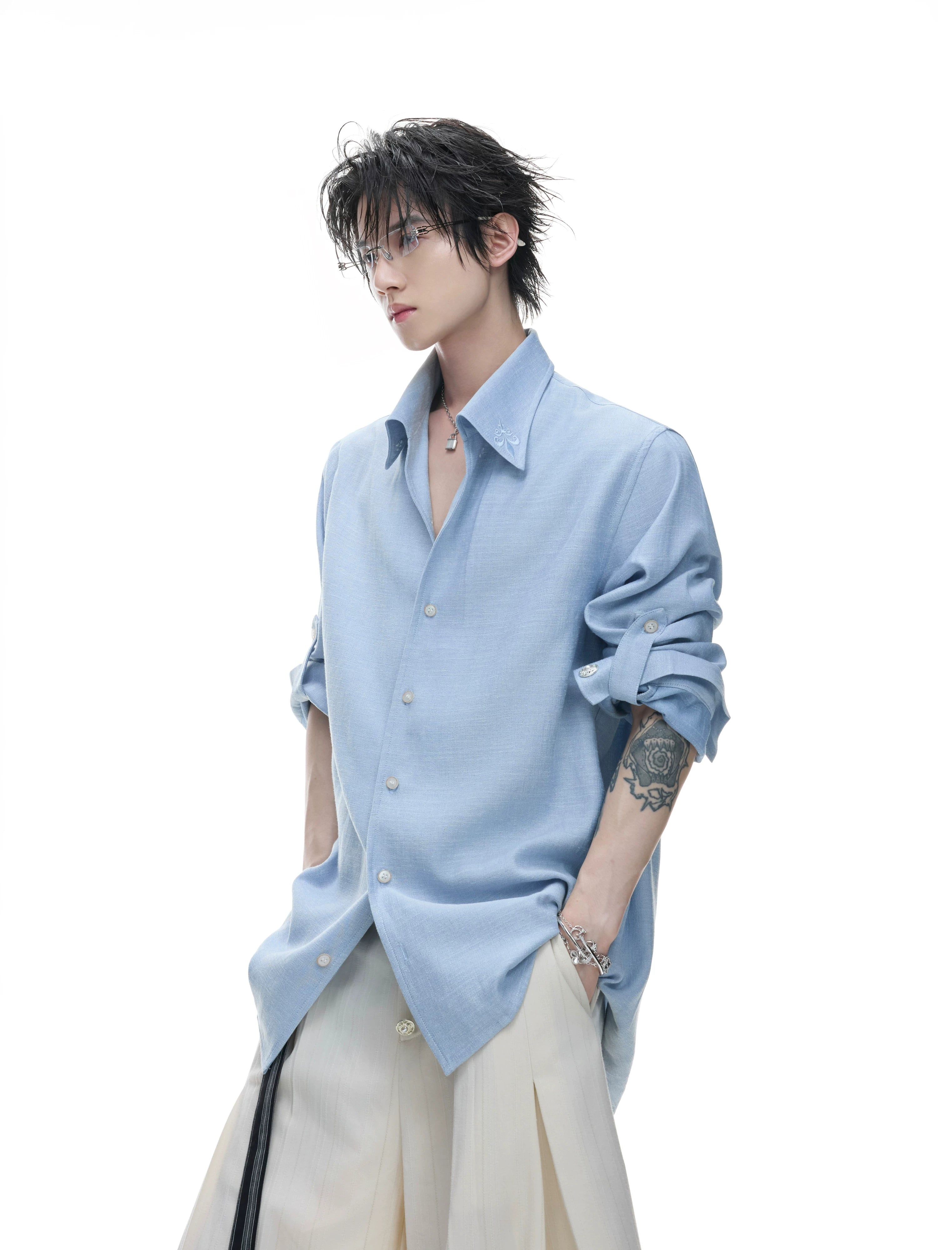 Textured Linen Relaxed Shirt