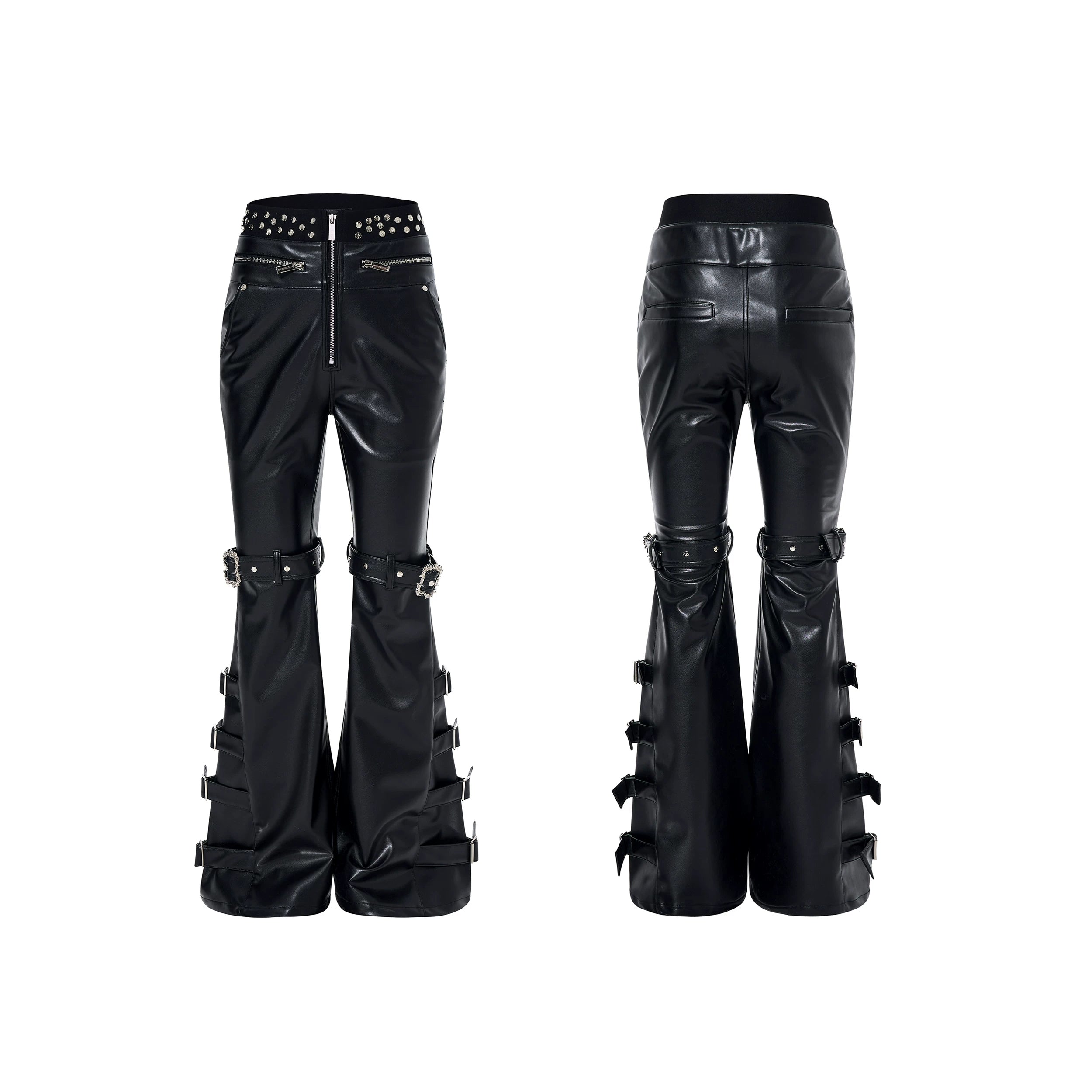 【26s Feb.】Strap Buckle Flared Leather Pants